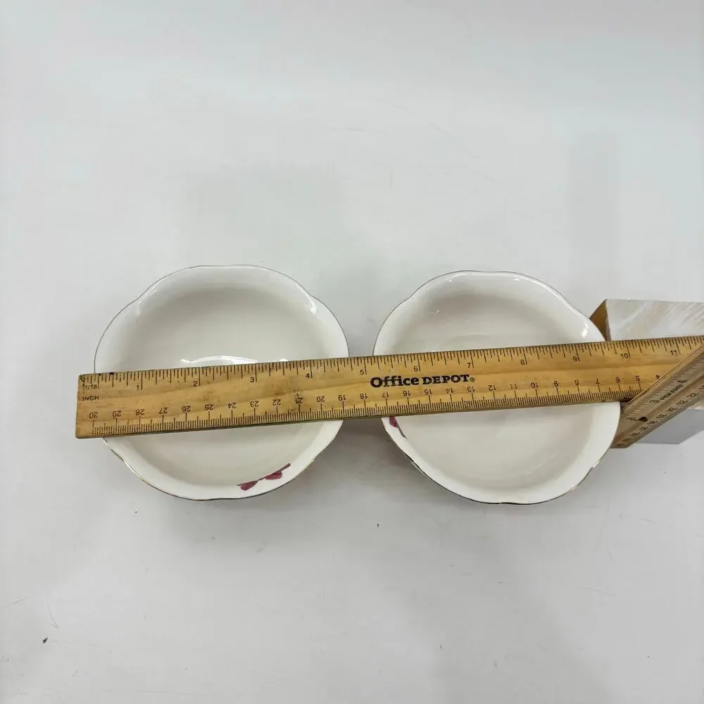 Gracie China Small Soup Bowl Floral Porcelain Bowls Gold Trip Scalloped